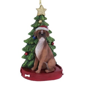 Kurt Adler Resin Ornament for Christmas Tree, Boxer with Christmas Tree - 1 of 3
