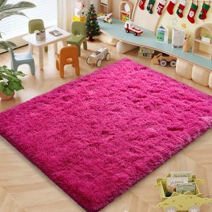 Blush Pink Shag Rug, Ultra Soft 1.7" Thick, Non-Slip, 100% Polyester, Modern Decor for Bedroom - 1 of 4