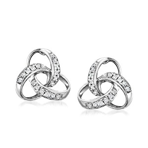 Ross-Simons 0.10 ct. t.w. Diamond Celtic Knot Stud Earrings in Sterling Silver - 1 of 3