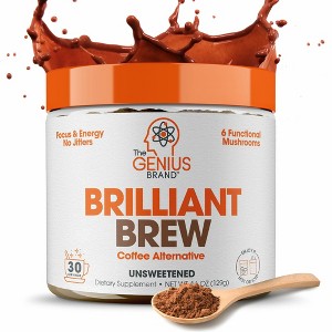 Genius Brand Genius Brilliant Brew—Coffee Substitute for Clarity, Energy & Immune Support—Nootropics, No Crash—Non-GMO—30 Servings—Unsweetened Cocoa - 1 of 2