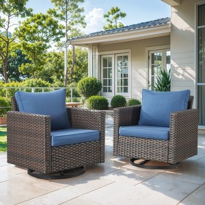 Outdoor Patio Swivel Chair Glider Chair with Removable Cushions for Porch - 1 of 4