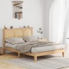 Solid Wood Bed with Natural Rattan Headboard & LED Lights, No Box Spring Needed, Storage Underneath, Sturdy Noise-Free Bed Frame, Easy Assembly - 2 of 4