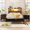 Aheaplus Headboard with Storage shelves and Charging Station, Wood Headboard with LED Light - 2 of 4