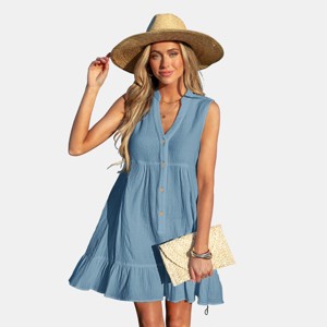 Women's White/Black Ruffle Hem Mini Cover-Up Dress - Cupshe - 1 of 4
