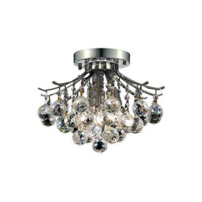 Elegant 12" Chrome LED Flush Mount with Clear Royal Cut Crystals