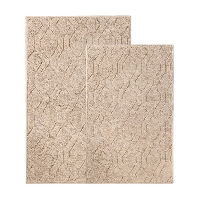 Diamond Lattice Textured Machine Washable Bath Rugs, Set of 2 by Blue Nile Mills