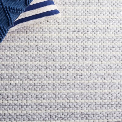 Marbella Light Grey/Ivory Flat Woven Wool Area Rug 3' x 5'