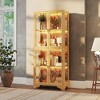 HOMSEE Wooden Display Cabinet with LED Lights, Glass Doors & Metal Handles Bookshelves Curio - 4 of 4