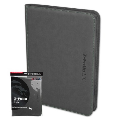 BCW GAMING Z-FOLIO 9-POCKET LX ALBUM Gray HOLDS 360 CARDS ZIPPER CLOSURE