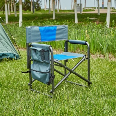 1-piece Padded Folding Outdoor Chair with Storage Pockets,Lightweight Oversized Directors Chair for indoor, Outdoor Camping