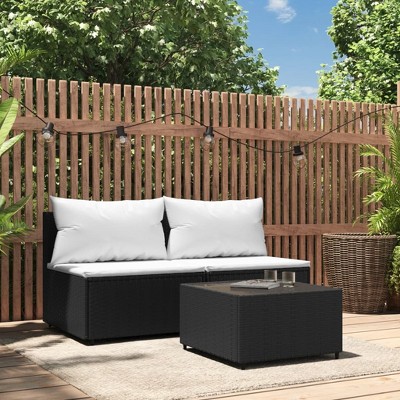 VidaXL 2 Piece Patio Lounge Set with Cushions Poly Rattan Gray