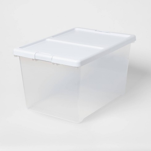 Homz Secure Latch Large Clear Stackable Storage Container Bin, 31 Quart, 4 Count