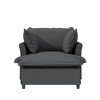 Oversized Chenille Upholstered Chaise Lounge Sleeper Armchair with Movable Ottoman - 2 of 4