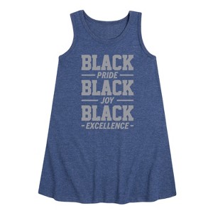 Girls' - Instant Message - Black Pride Joy Excellence Graphic Sleeveless Aline Dress - 1 of 4