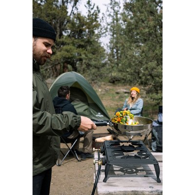 Double Burner Black Cast Iron Propane Camping Stove