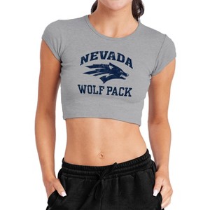 Women's University of Nevada Large Cap Sleeve Baby Rib Crop Top Athletic Heather - 1 of 4