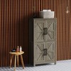 HOMCOM Bathroom Floor Cabinet, Farmhouse Bathroom Cabinet with Barn Doors, Bathroom Storage Cabinet with Adjustable Shelf - 3 of 4