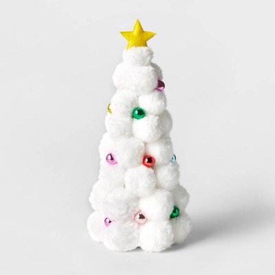 11" Decorative Pom Christmas Tree White - Wondershop™