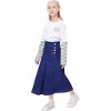 Girls A-Line Denim Midi Skirt Casual Pleated Buttons Over-Knee Skirts with Pocket 3-12Y - 4 of 4