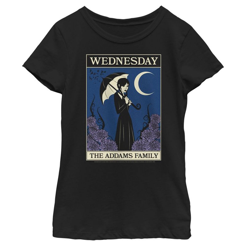 Girl's Wednesday The Addams Family Card T-Shirt, 1 of 5