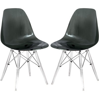 LeisureMod Cresco Mid-Century Modern Acrylic Dining Chair with Acrylic Dowel Eiffel Legs – Kitchen & Dining Room Chair