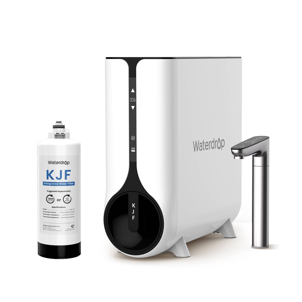 Waterdrop Reverse Osmosis Instant Hot Water RO Filter System, 600 GPD, Tankless, Under Sink, Smart LED Faucet, Extra WD-KJF Replacement Filter