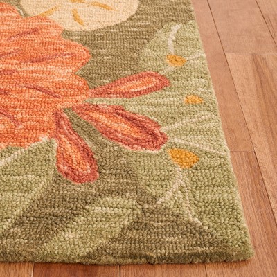 Handmade Floral Wool Area Rug in Pup Tent, 5' x 8'
