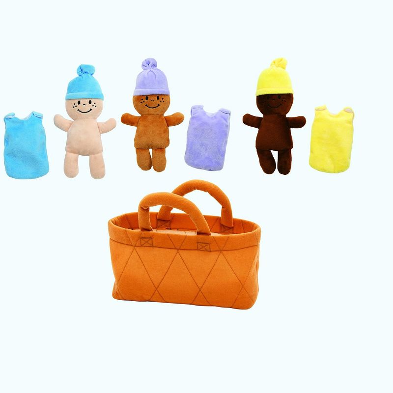 KOVOT Plush Babies in Soft Carrier Basket - Set of 3 Dolls with Removable Outfits that Giggle when Squeezed, 5 of 7