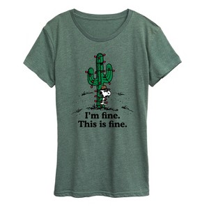 Women's - Peanuts - Im Fine Spike Short Sleeve Graphic T-Shirt - 1 of 4