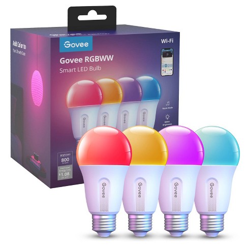 Govee Smart A19 LED Light Bulbs, 1000LM RGBWW Dimmable, Wi-Fi & Bluetooth  Color Changing Light Bulbs, Works with Alexa & Google Assistant No Hub