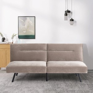 VIpbear 70.5in Folding Small Loveseat Sleeper Recliner for Living Room Convertible Futon Sofa Bed,Memory Foam Futon Couch with Adjustable Backrest - 1 of 4