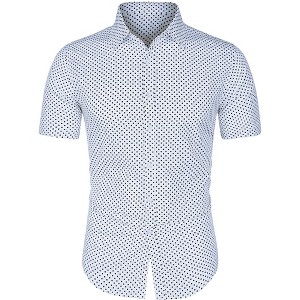 Lars Amadeus Men's Short Sleeves Polka Dots Button Down Dress Shirt - 1 of 4