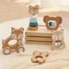 Freniland - Wooden Baby Rattle Toy Set – 5 PCS Blue Animal Themed Teether and Rattles, Natural Beech Wood Montessori Toys for 10M+ - 3 of 4