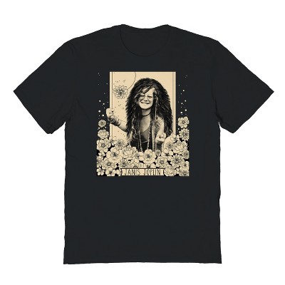 Janis Joplin Men's Janis Flowers Short Sleeve Graphic Cotton T-Shirt