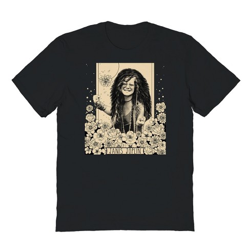 Janis Joplin Men's Janis Flowers Short Sleeve Graphic Cotton T-Shirt - image 1 of 1