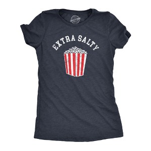 Womens Extra Salty T Shirt Funny Large Popcorn Upset Mad Joke Tee For Ladies - Crazy Dog Women's T Shirt - 1 of 4