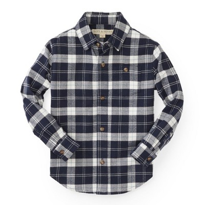 Hope & Henry Boys' Blue And White Plaid Woven Button Down Shirt For ...