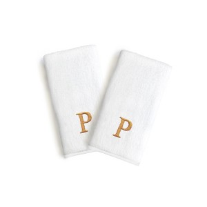 Linum Home Textles Monogrammed Luxury 100% Turkish Cotton Novelty White Hand Towels  (Set of 2) - 1 of 1