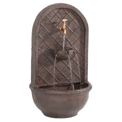 Sunnydaze 27"H Electric Polystone Seaside Outdoor Wall-Mount Water Fountain, Iron Finish