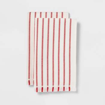 2pk Striped Christmas Hand Towel Red/White - Threshold™