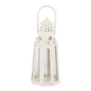 11.75" Iron Lighthouse Outdoor Lantern Off-White - Zingz & Thingz