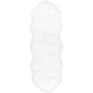 Nuloom Salome SpinClean Plush Faux Sheepskin Machine Washable Area Rug, Shaped 2' x 6', Ivory - 1 of 4