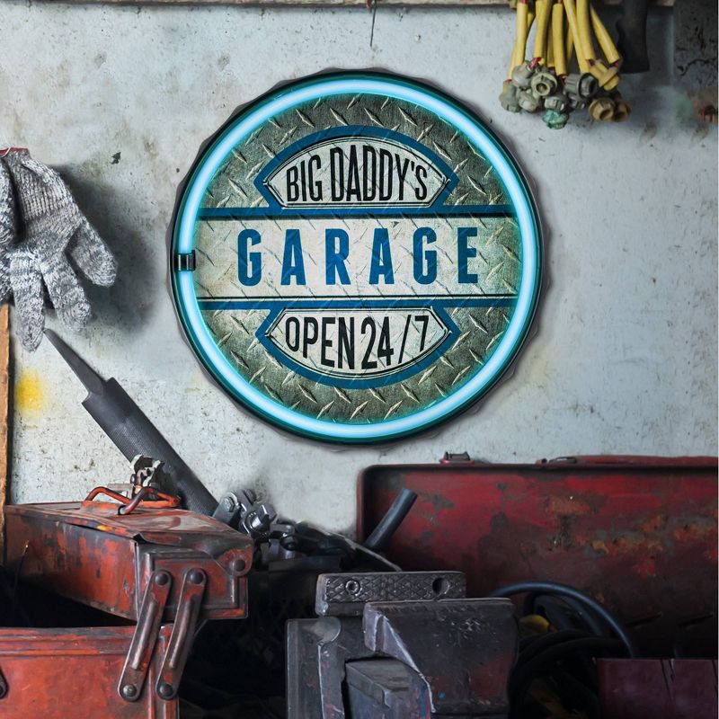 Big Daddy&#39;s Garage LED Neon Light Sign Wall Decor Blue/Silver - American Art Decor, 3 of 10