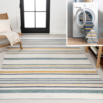 JONATHAN Y Janus Classic Coastal Ticking Stripe Reversible Machine-Washable Indoor/Outdoor Area Rug