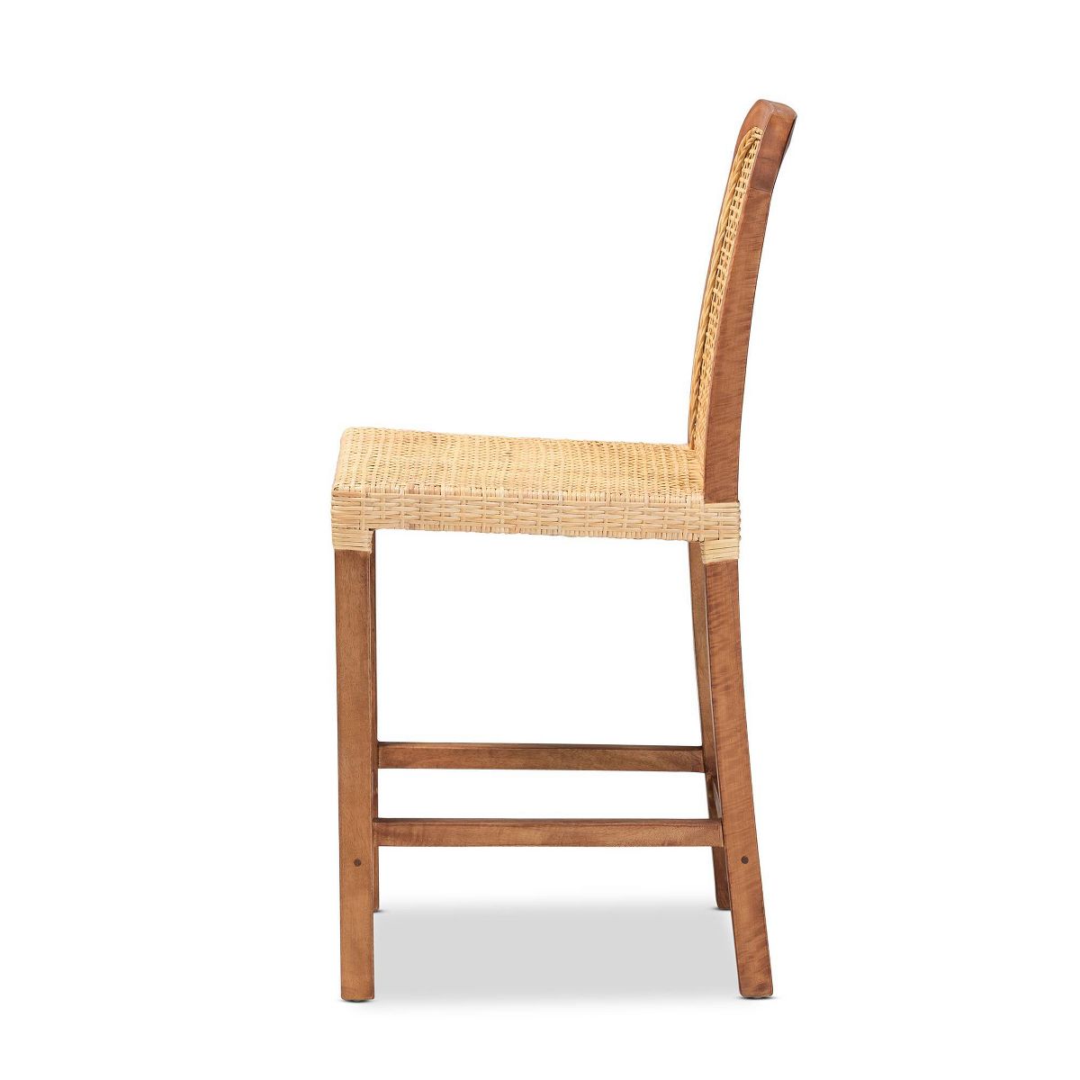 Caspia Wood and Rattan Counter Height Barstool Natural/Walnut - bali & pari - thumbnail 4