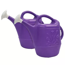 Union Products 63071 2 Gallon Plastic Indoor/Outdoor Watering Can w/ Tulip Design for Garden, Potted Plants, & Patio Pots, Purple (2 Pack)