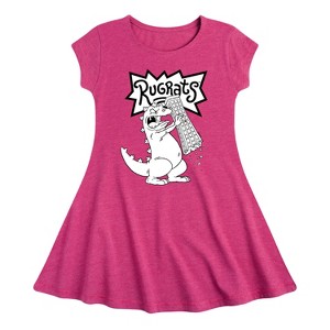 Girls' - Rugrats - Reptar Tokyo Fit & Flair Cap Sleeve Dress - 1 of 3