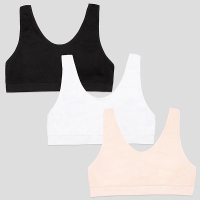 Fruit Of The Loom Girls Seamless Stretch Sports Bra Pack Light  Nude/black/white Xl : Target