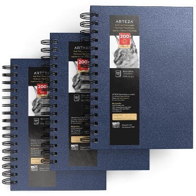 Arteza Sketch Pad, Spiral-Bound Hardcover, Blue, 5.5x8.5", 200 Pages of Drawing Paper Each - 3 Pack (ARTZ-9150)