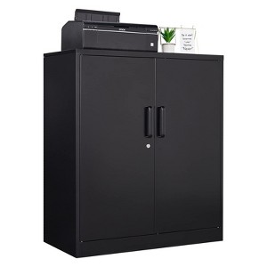 Mlezan 36" Metal Storage Cabinet: 2 Adjustable Shelves, 2 Lockable Doors. Ideal for Garage, Home Office, School, or Pantry. Assembly Required. - 1 of 4